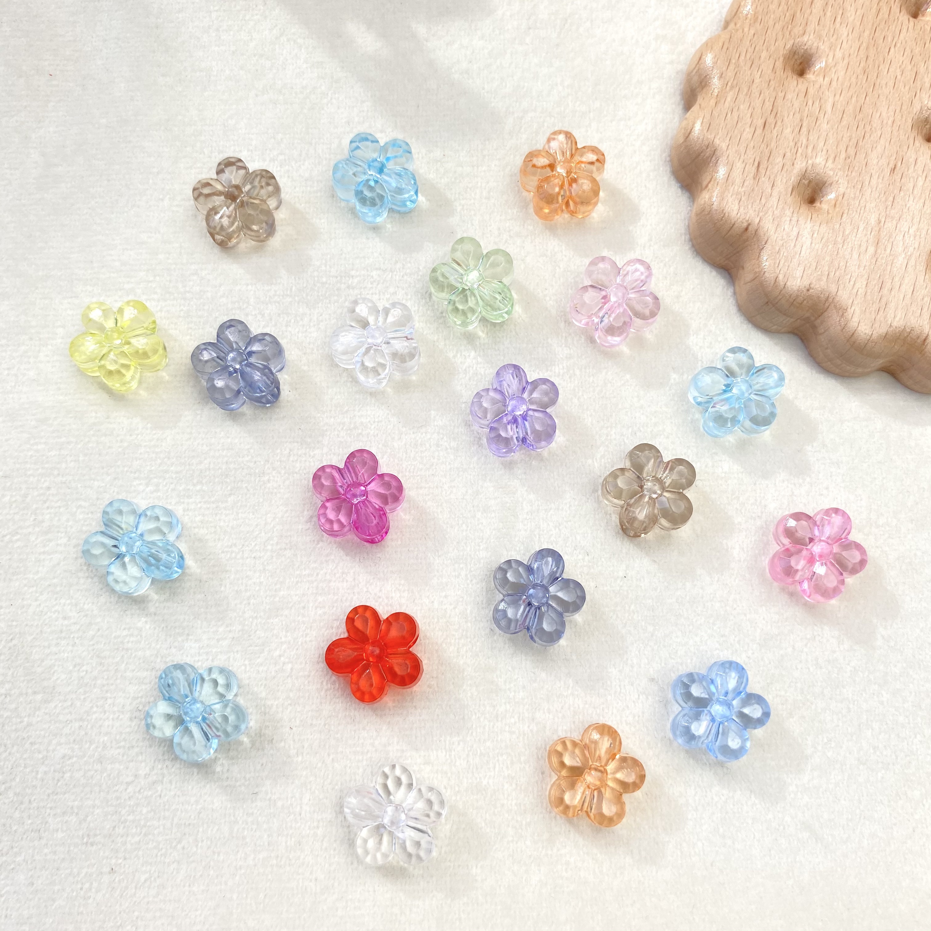 diy acrylic transparent large-hole vertical hole flower beads/mobile phone chain keychain bag hanging decorative accessory material loose beads details Picture