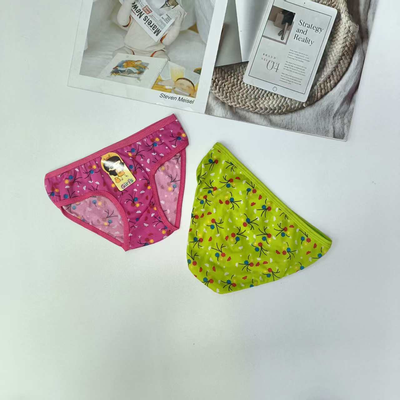 DD-8087# Export Underwear for Children, children's Colorful plant Printed Underwear, Comfortable and breathable underwear for women, QNI Specification drawing