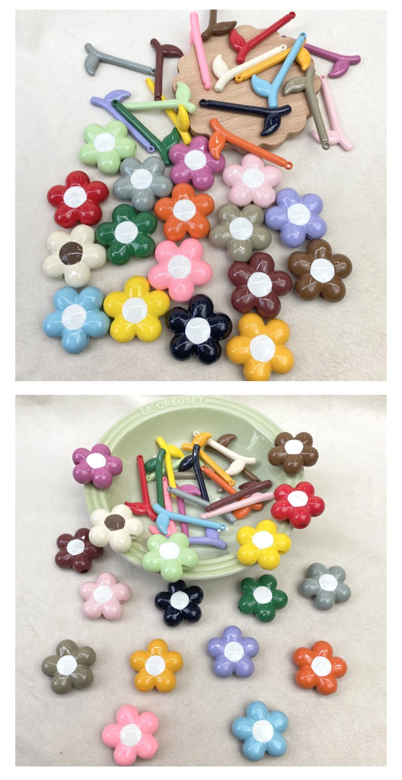 Acrylic baked paint sunflower vertical hole perforated beading diy/ Bracelet bag hanging keychain accessory materials pic 5