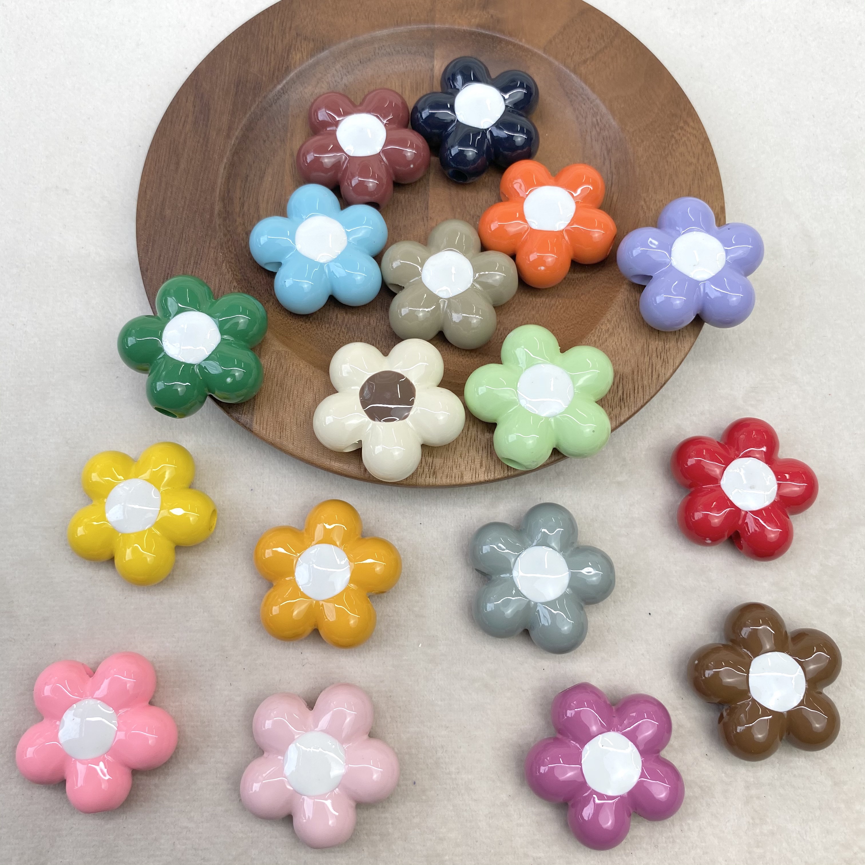 亚克力烤漆太阳花竖孔穿孔串珠diy/手链包挂钥匙扣饰品配件材料