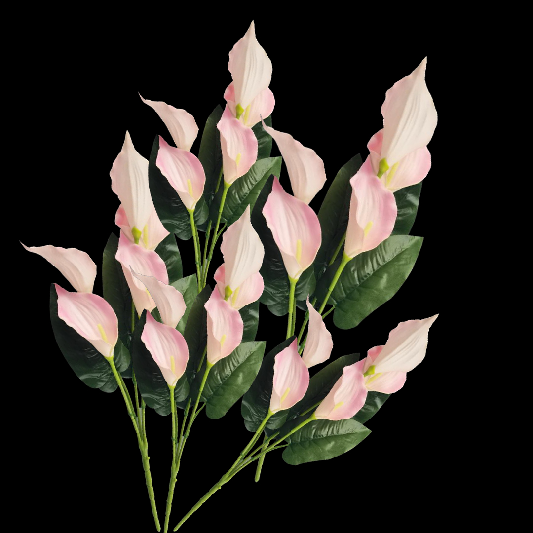 Pink flower bouquet, 5-head calla lily bouquet, artificial flower bucket, home decoration, flower basket, bamboo weaving, flower art, willow weaving Application Scenario