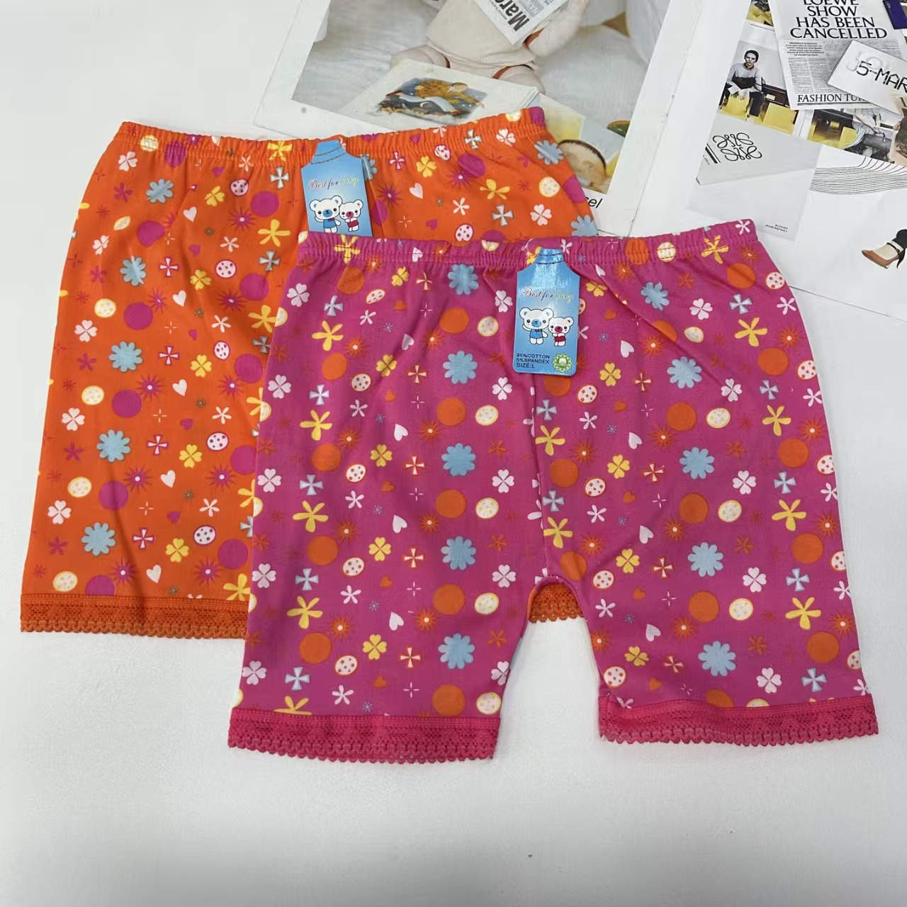 DD-8430# Export Leggings for Women, comfortable, breathable and loose leggings for children, colorful irregular pattern printed leggings, lace hemmed leggings, QNI details Picture