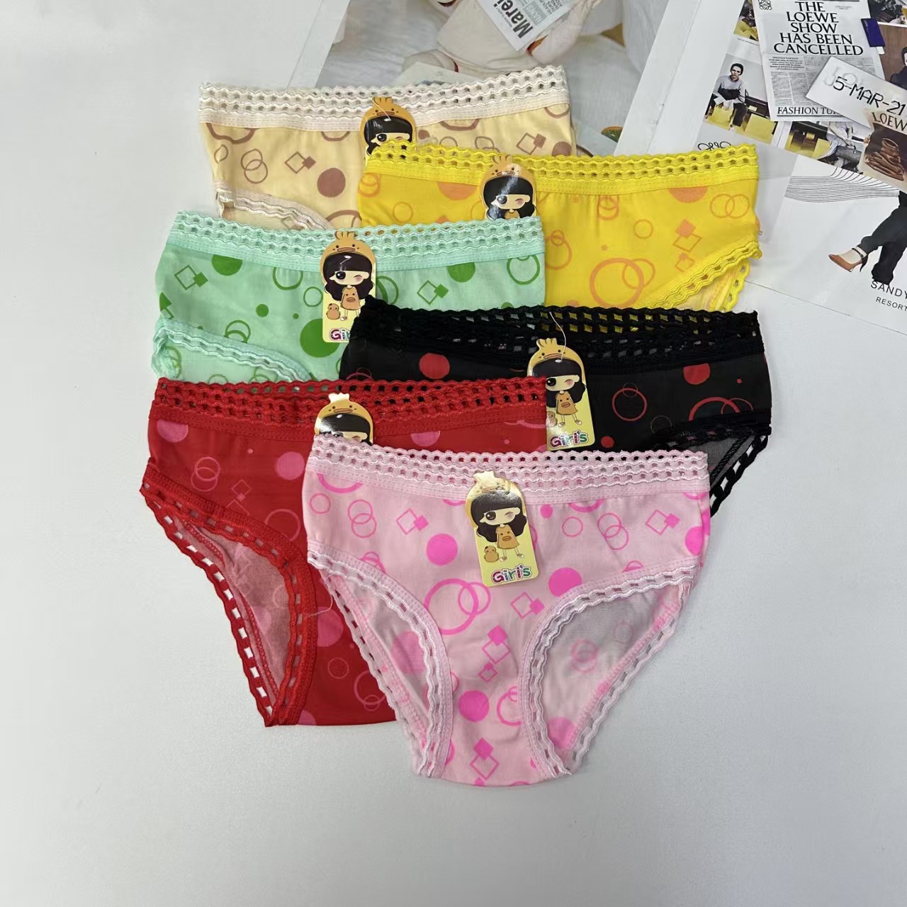 DD-8647# Export Underwear for children's wear, colorful irregular printed children's underwear, comfortable breathable underwear for women, QNI Item Picture
