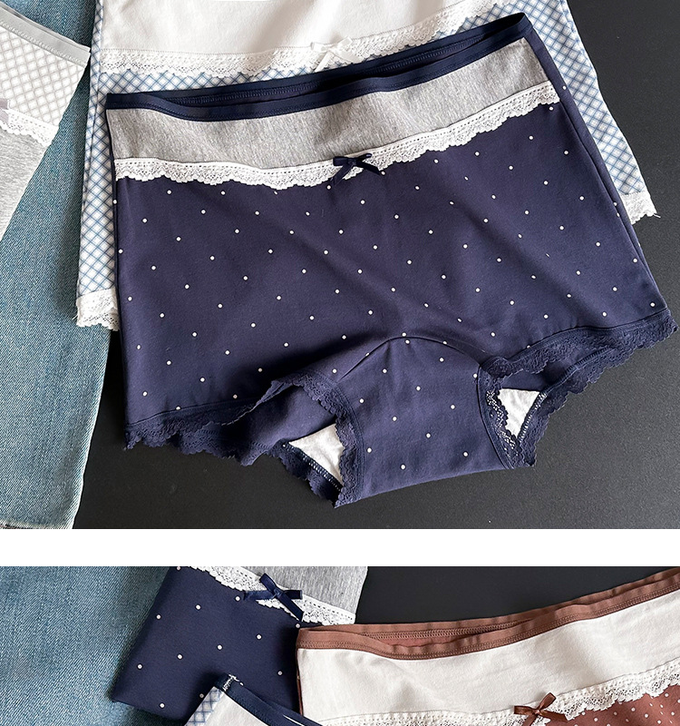 Seamless, comfortable, color-blocking, flat-angle pure cotton pants for women, antibacterial, extended bottom, non-buttock squeezing safety underwear pic 13