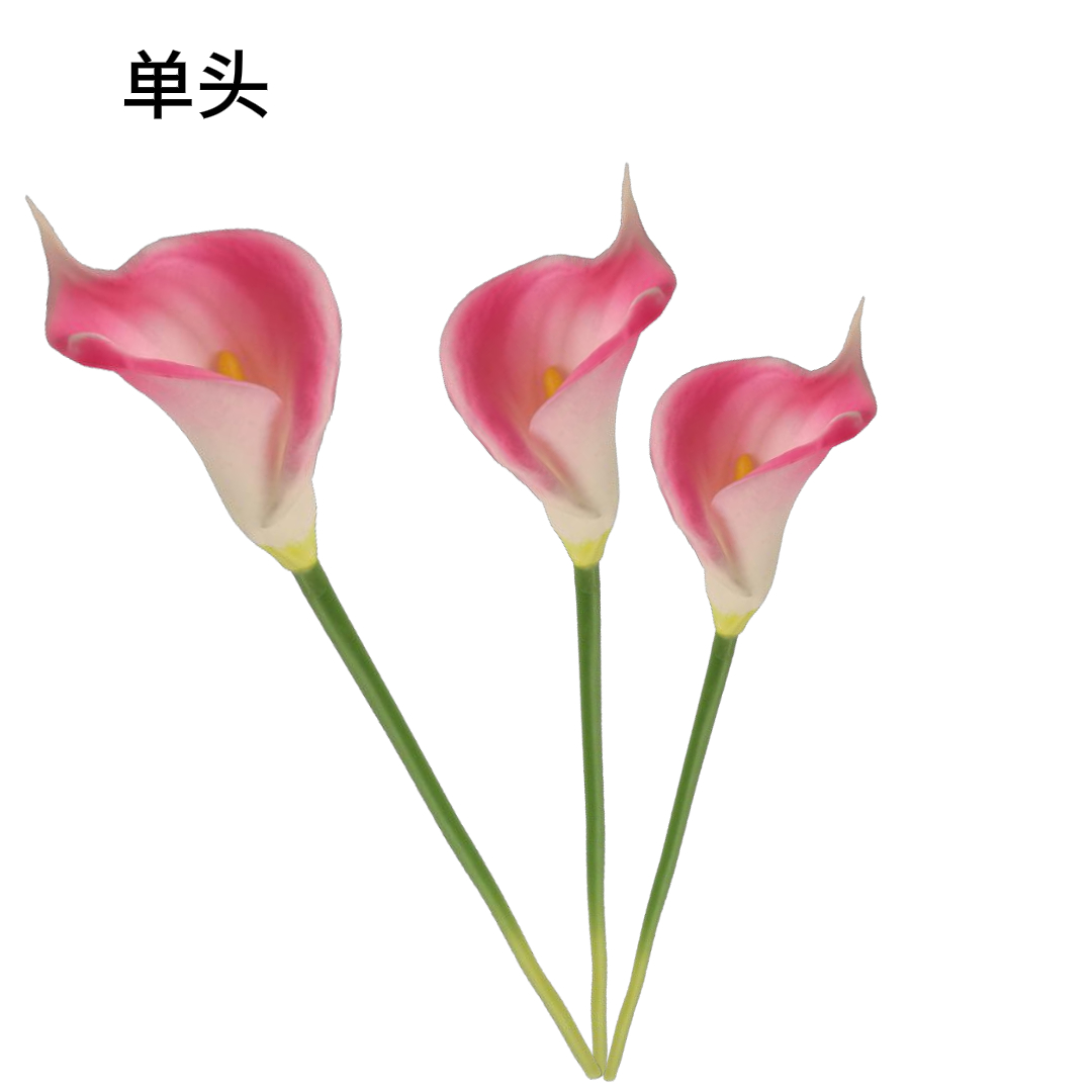 Wholesale of pink single artificial flower branches, rolled calla lily flowers, artificial flowers for sacrificial purposes Specification image