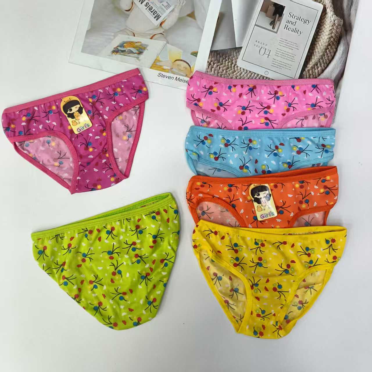 DD-8087# Export Underwear for Children, children's Colorful plant Printed Underwear, Comfortable and breathable underwear for women, QNI details Picture