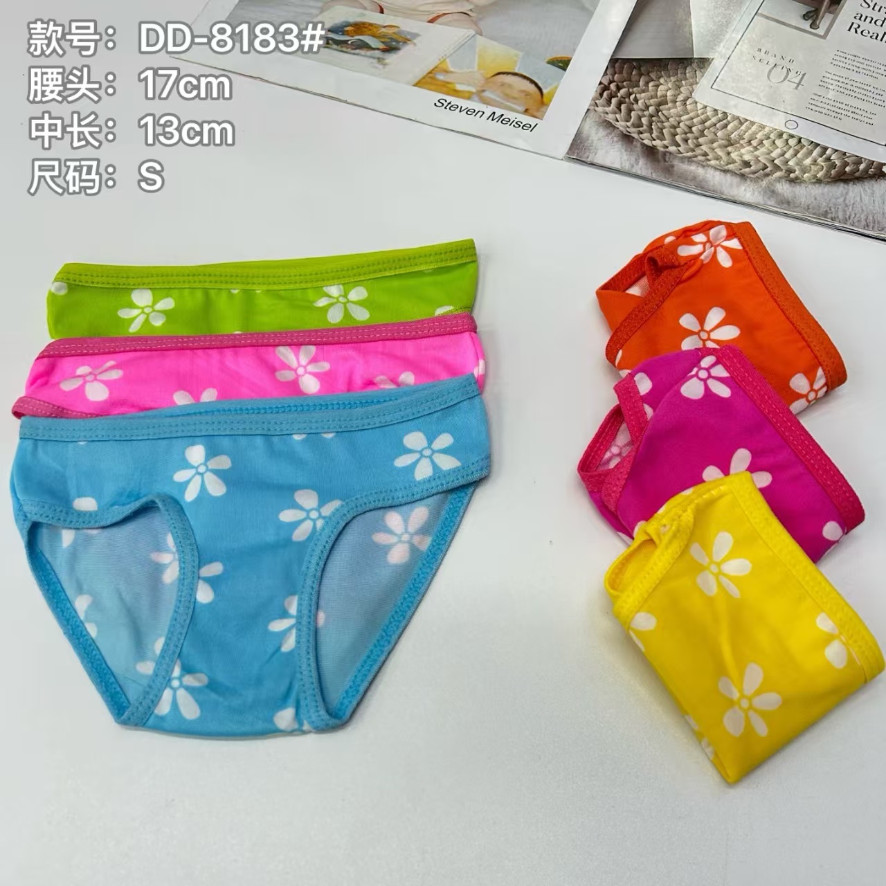 DD-8183#外贸出口内裤女士舒适透气宽松内裤童装四叶草图案印花打底裤蕾丝包边内裤QNI