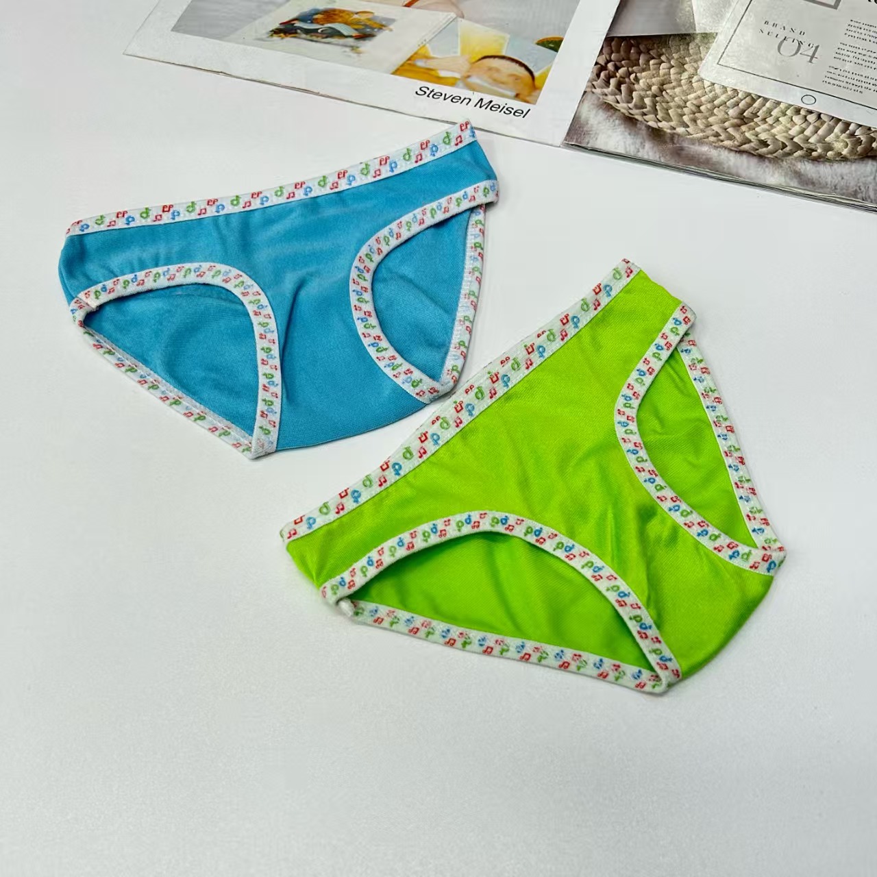 DD-551-30# Export Underwear for Children, children's clothing, Children's color border, note print, waist, children's underwear, women's triangle pants, comfortable and breathable underwear, women's QNI Application Scenario