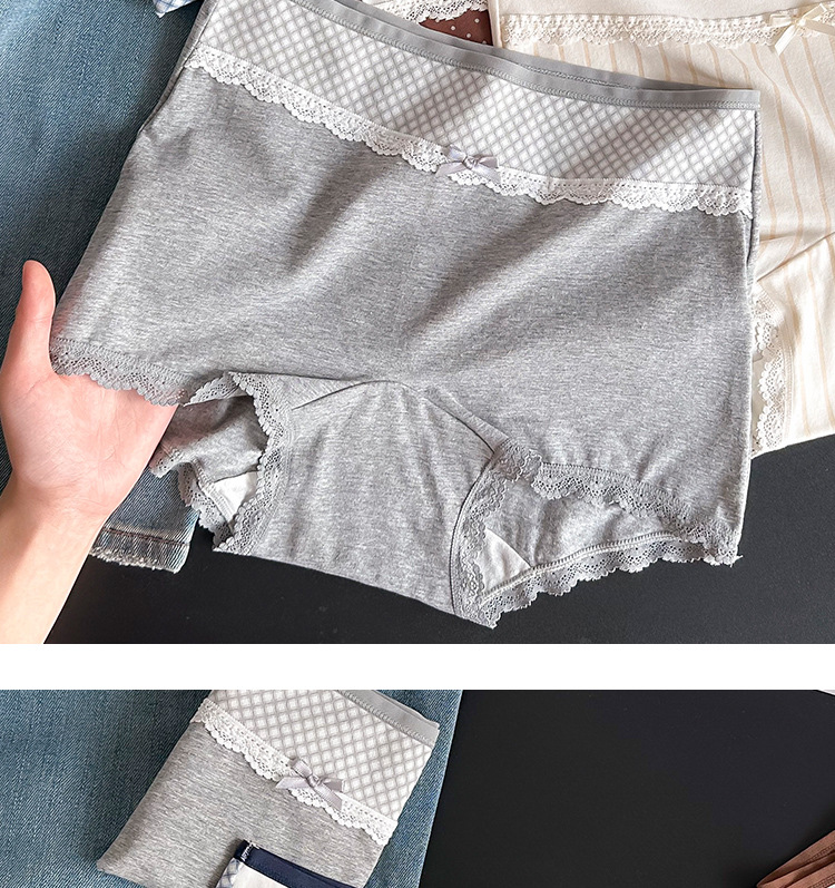 Seamless, comfortable, color-blocking, flat-angle pure cotton pants for women, antibacterial, extended bottom, non-buttock squeezing safety underwear pic 11