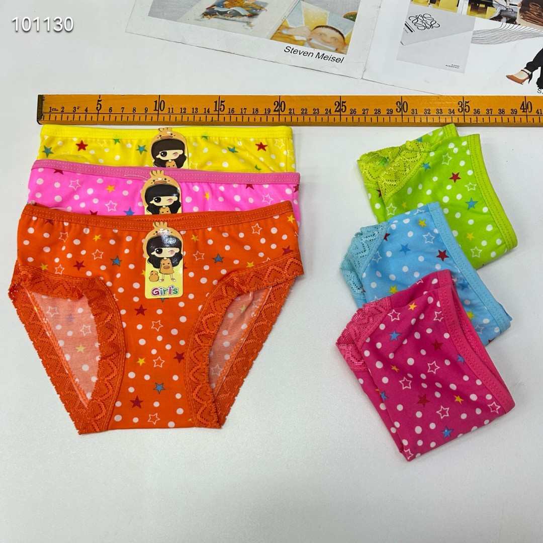 DD-8678# Export Underwear for Girls, Comfortable and breathable underwear, children's clothing, Girls' polt-dot five-pointed star lace printed triangle pants, Children's underwear QNI Item Picture