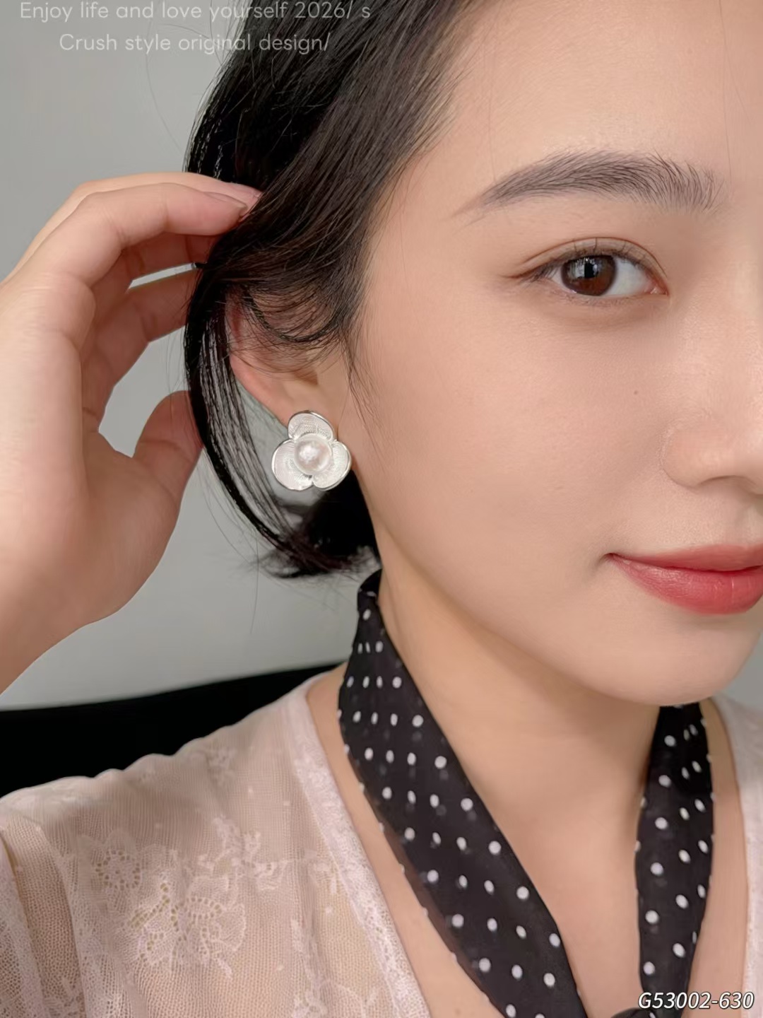 手工雪花珠花朵耳环饰品耳饰18g 时尚精致小众设计