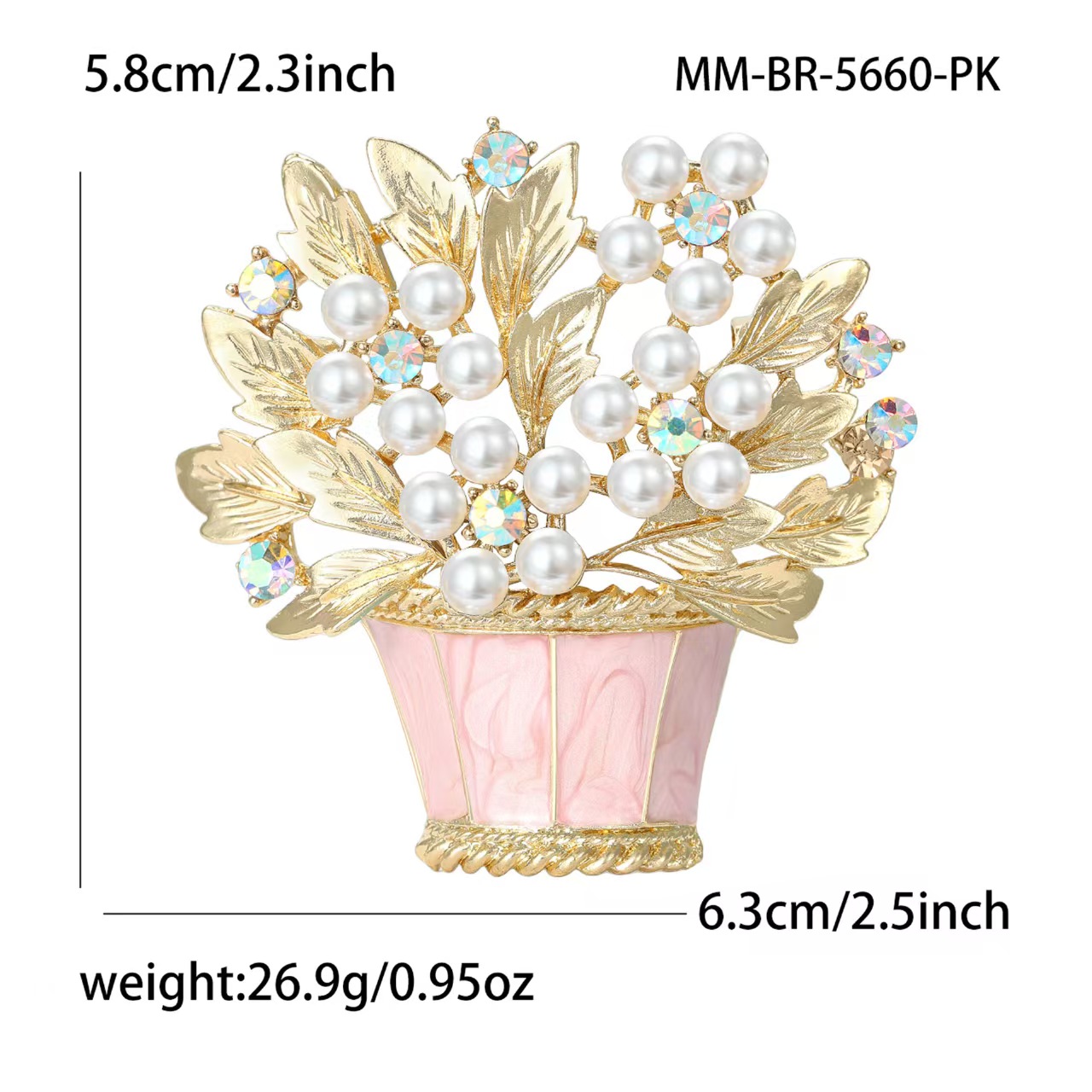 New fashionable and exquisite alloy enamel flower basket brooch, a niche and versatile women's suit cardigan brooch accessory details Picture