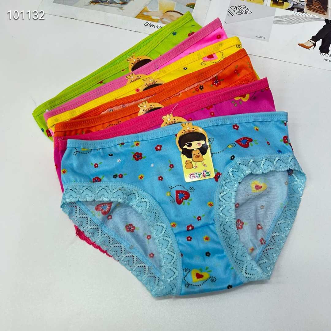 DD-8631# Export Underwear for Girls, Comfortable and breathable Underwear, Children's clothing, Girls' Heart, lace edge printed triangle pants, Children's Underwear QNI details Picture