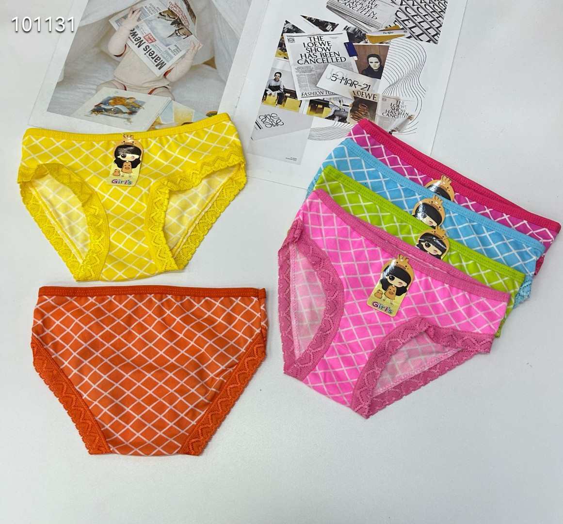DD-6008# Export Underwear, Girls' Underwear, Comfortable and breathable triangle Underwear, Children's clothing, diamon-patterned triangle pants, lace fringed underwear, children's underwear, QNI Application Scenario