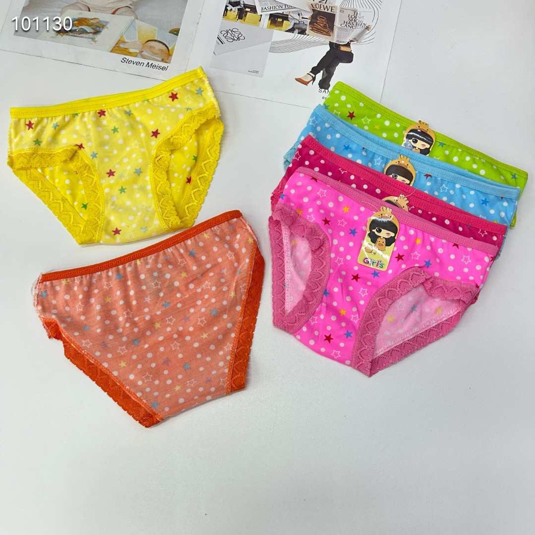 DD-8678# Export Underwear for Girls, Comfortable and breathable underwear, children's clothing, Girls' polt-dot five-pointed star lace printed triangle pants, Children's underwear QNI details Picture