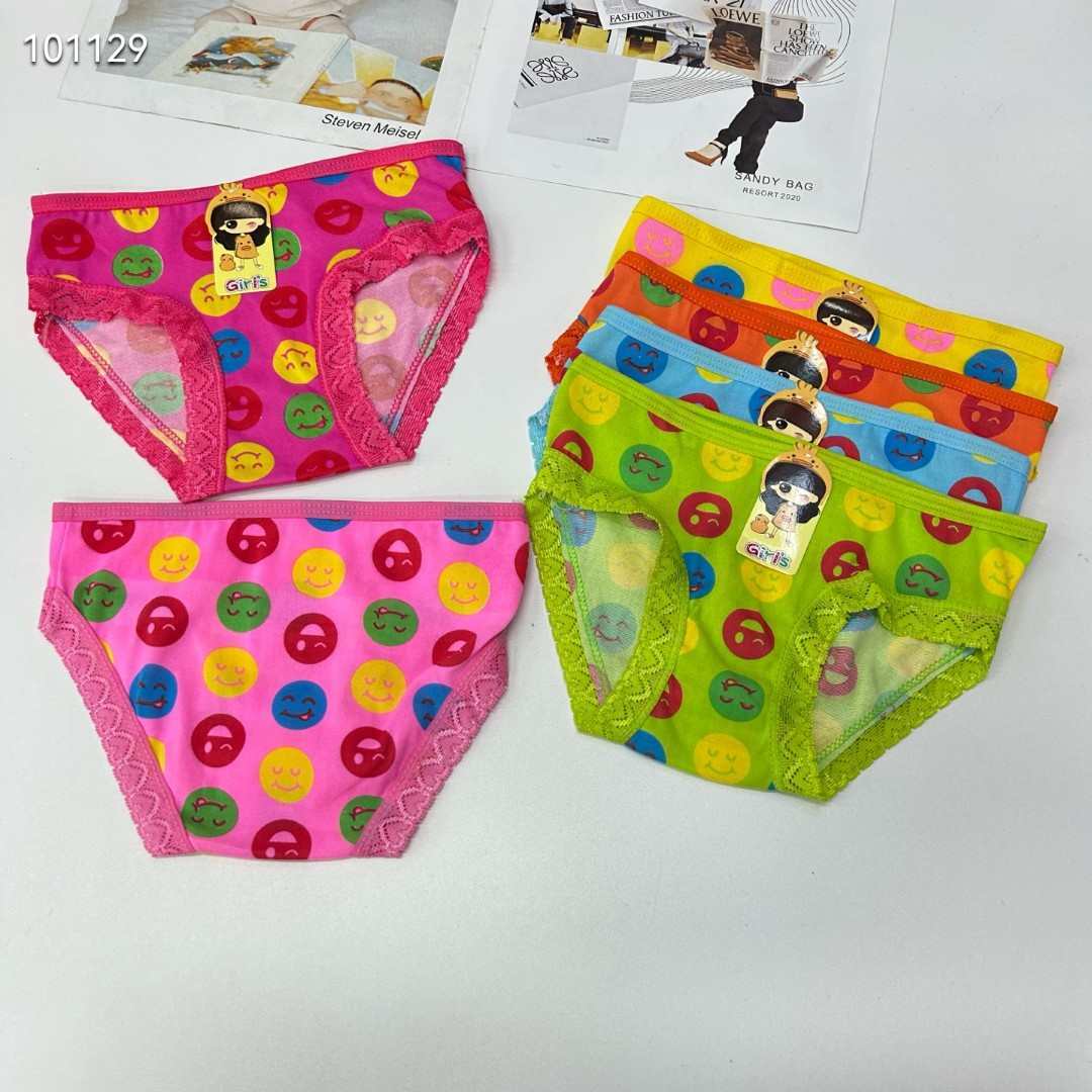 DD-331# Foreign Trade Export Underwear Girls' Underwear Comfortable Breathable Underwear Girls' Clothing Smiling Triangle Pants Lace Fringed Underwear Children's Underwear QNI Application Scenario