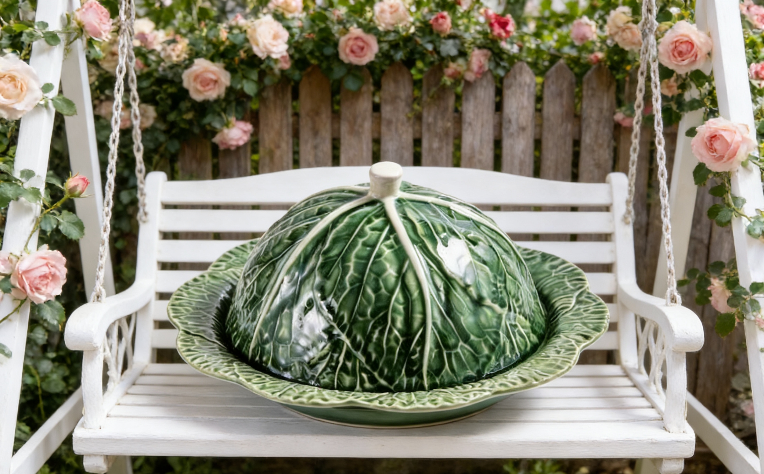 田园风陶瓷卷心菜盖碗 带盖餐盘创意蔬菜造型餐具家用餐厅餐盘