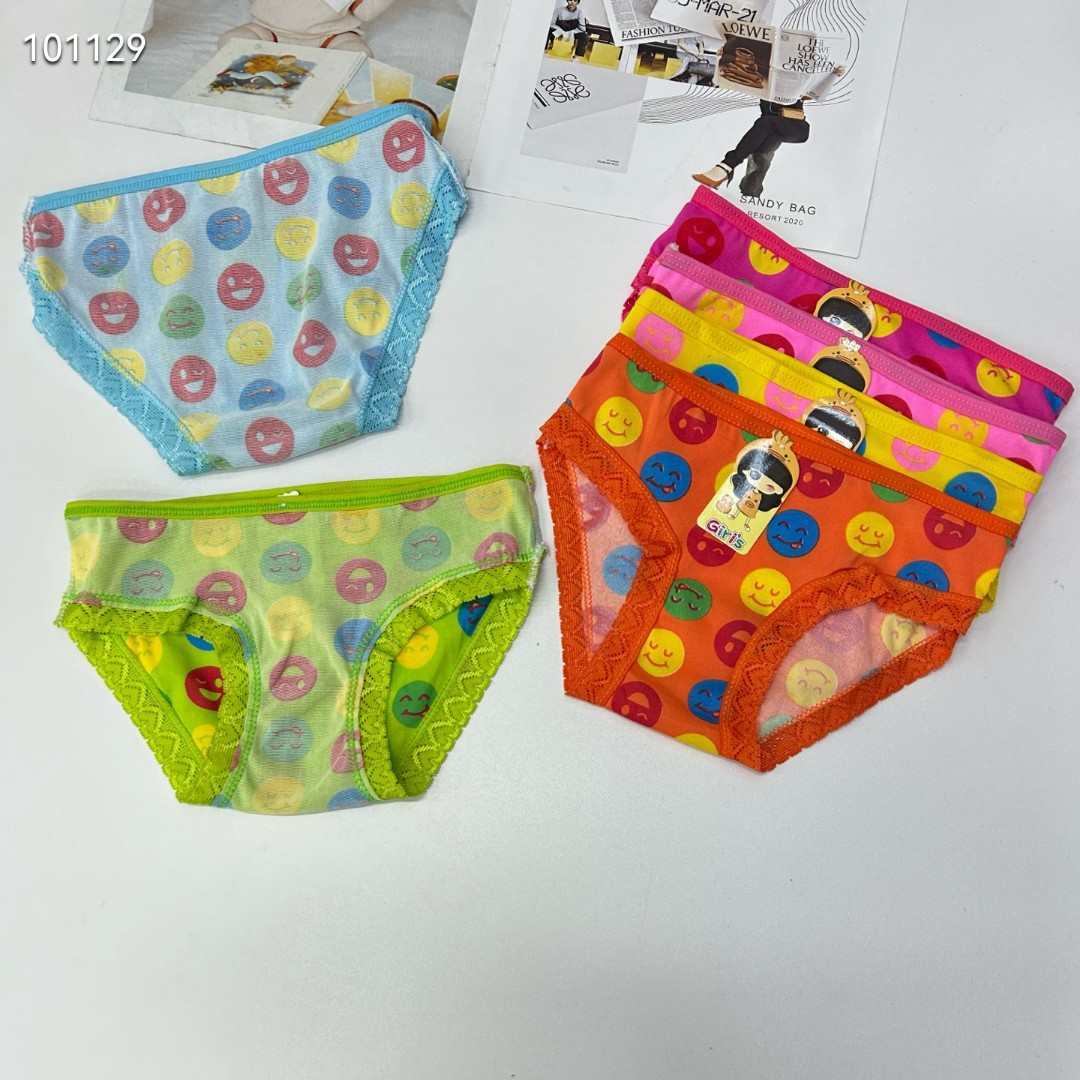 DD-331# Foreign Trade Export Underwear Girls' Underwear Comfortable Breathable Underwear Girls' Clothing Smiling Triangle Pants Lace Fringed Underwear Children's Underwear QNI details Picture