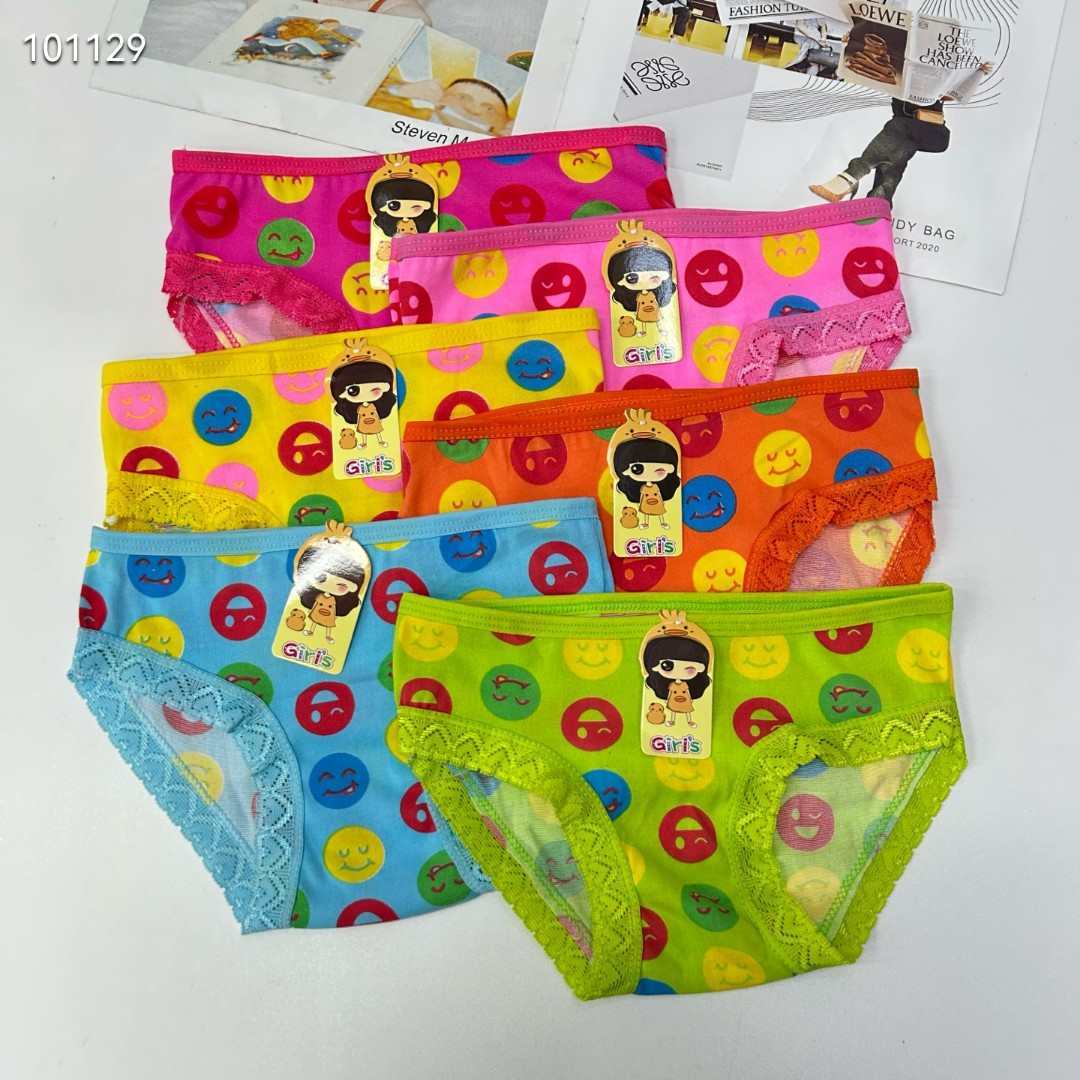 DD-331# Foreign Trade Export Underwear Girls' Underwear Comfortable Breathable Underwear Girls' Clothing Smiling Triangle Pants Lace Fringed Underwear Children's Underwear QNI Item Picture