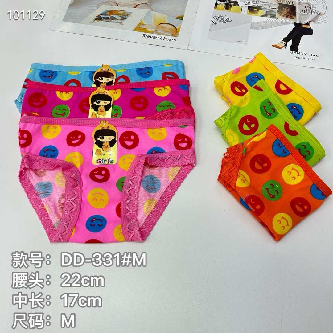 DD-331# Foreign Trade Export Underwear Girls' Underwear Comfortable Breathable Underwear Girls' Clothing Smiling Triangle Pants Lace Fringed Underwear Children's Underwear QNI full figure