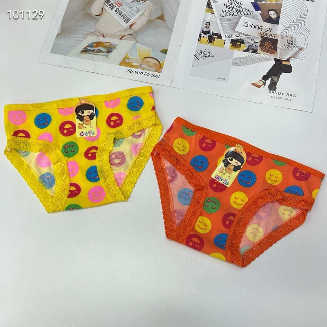 DD-331# Foreign Trade Export Underwear Girls' Underwear Comfortable Breathable Underwear Girls' Clothing Smiling Triangle Pants Lace Fringed Underwear Children's Underwear QNI Specification drawing
