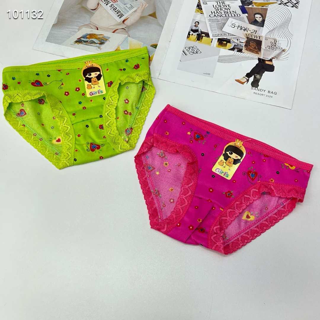 DD-8631# Export Underwear for Girls, Comfortable and breathable Underwear, Children's clothing, Girls' Heart, lace edge printed triangle pants, Children's Underwear QNI Specification drawing