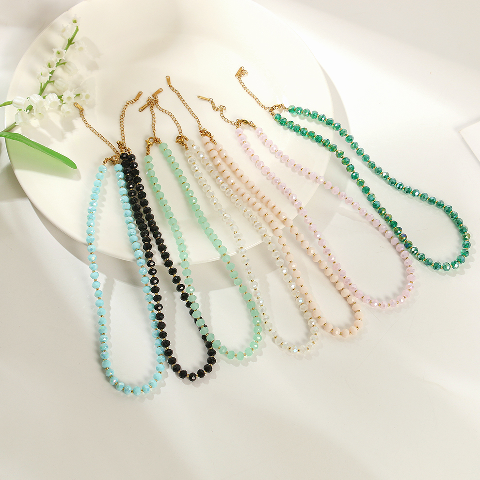 Yunyi Shijia 6MM crystal necklace Stainless steel simple jewelry Spring and Summer Dopamine color series pic 1