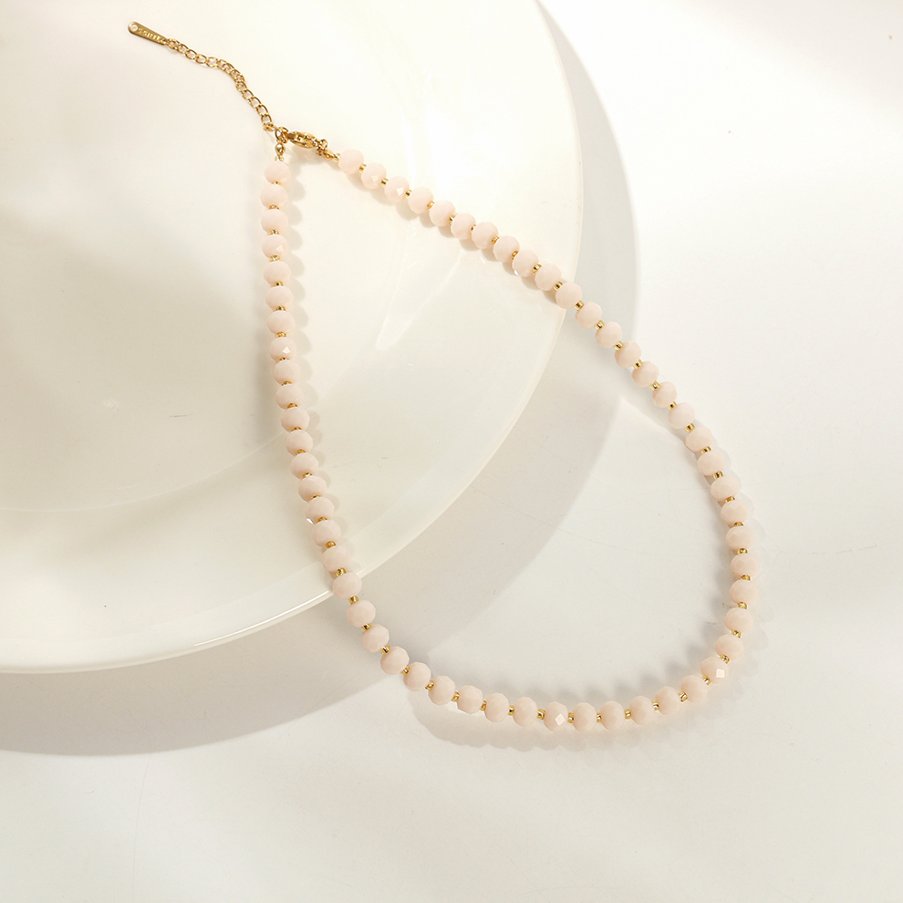 Yunyi Shijia 6MM crystal necklace Stainless steel simple jewelry Spring and Summer Dopamine color series pic 4