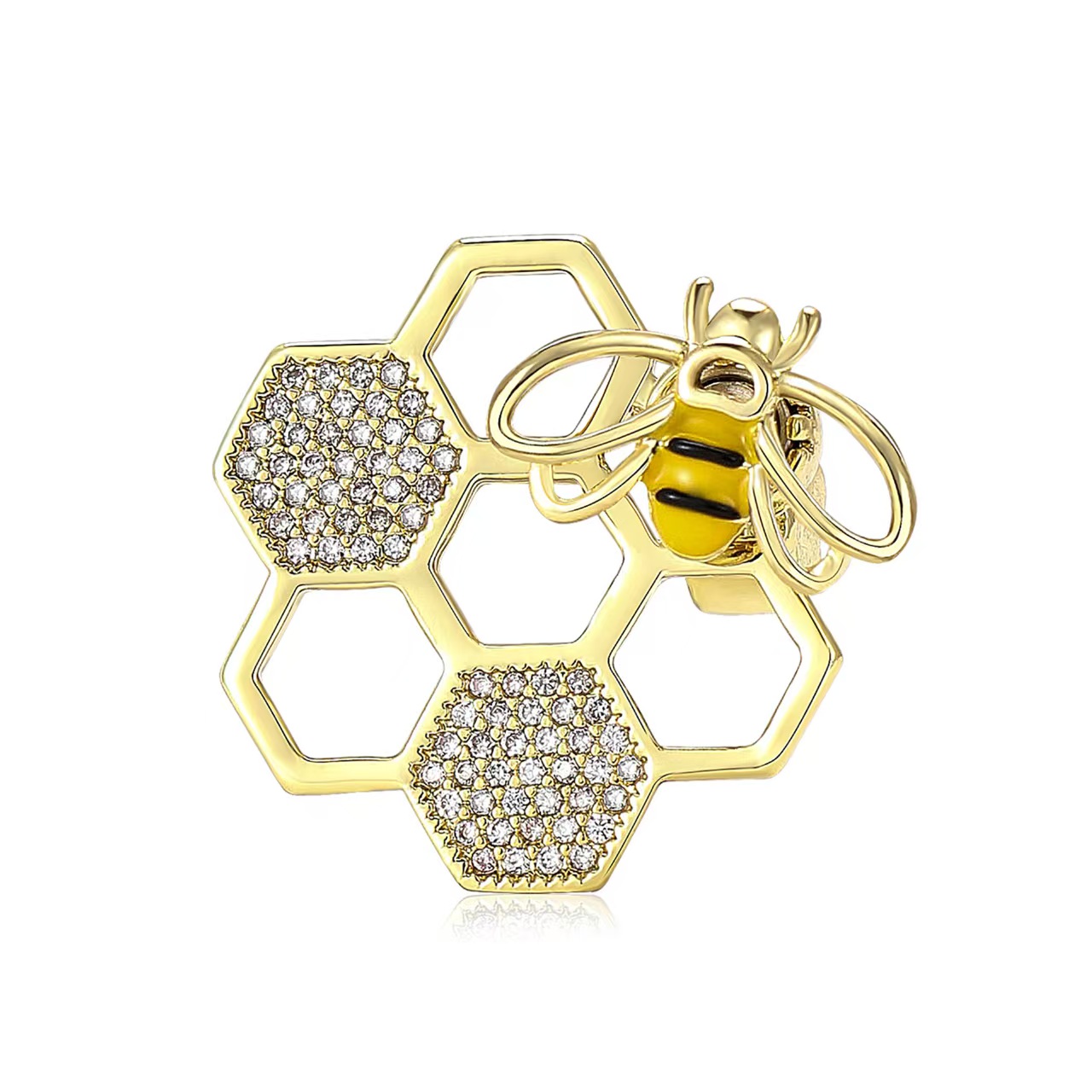 New high-end copper zircon rotating beehive little bee brooch, exquisite and versatile women's clothing brooch accessory pin Application Scenario