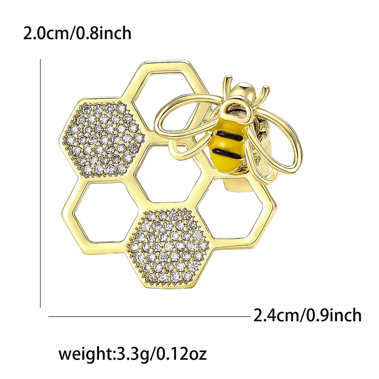 New high-end copper zircon rotating beehive little bee brooch, exquisite and versatile women's clothing brooch accessory pin Specification image