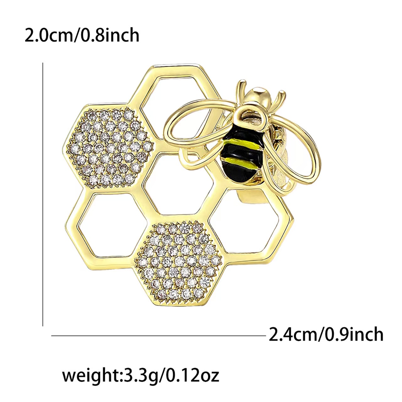 New high-end copper zircon rotating beehive little bee brooch, exquisite and versatile women's clothing brooch accessory pin Item Picture