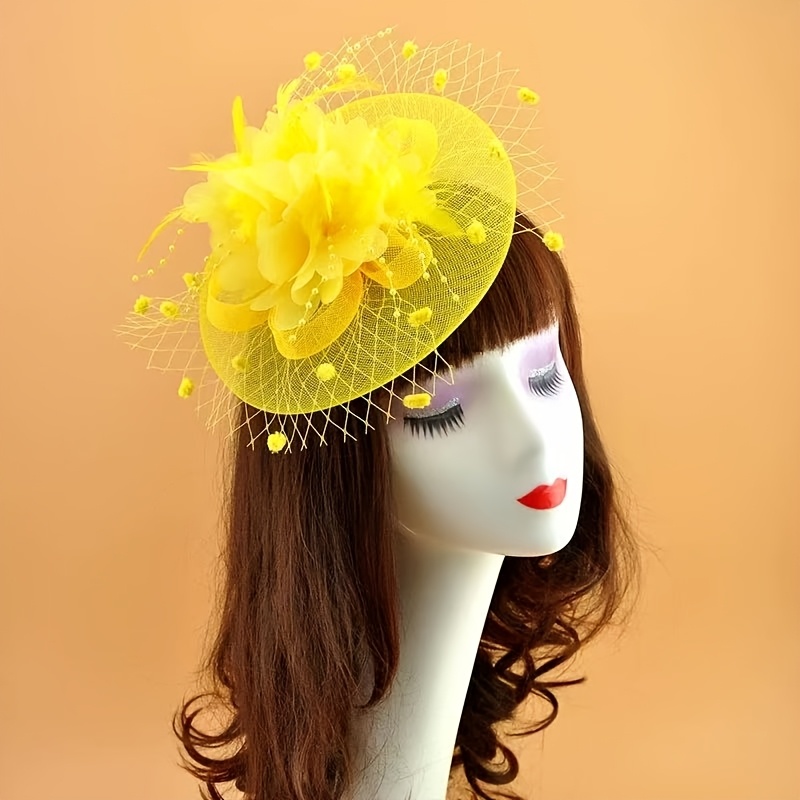 Tea party, birthday, horse race, wedding, tulle decoration, top hat, Derby hat, church hat, Christmas and Halloween, dual-purpose with clips and headbands Item Picture