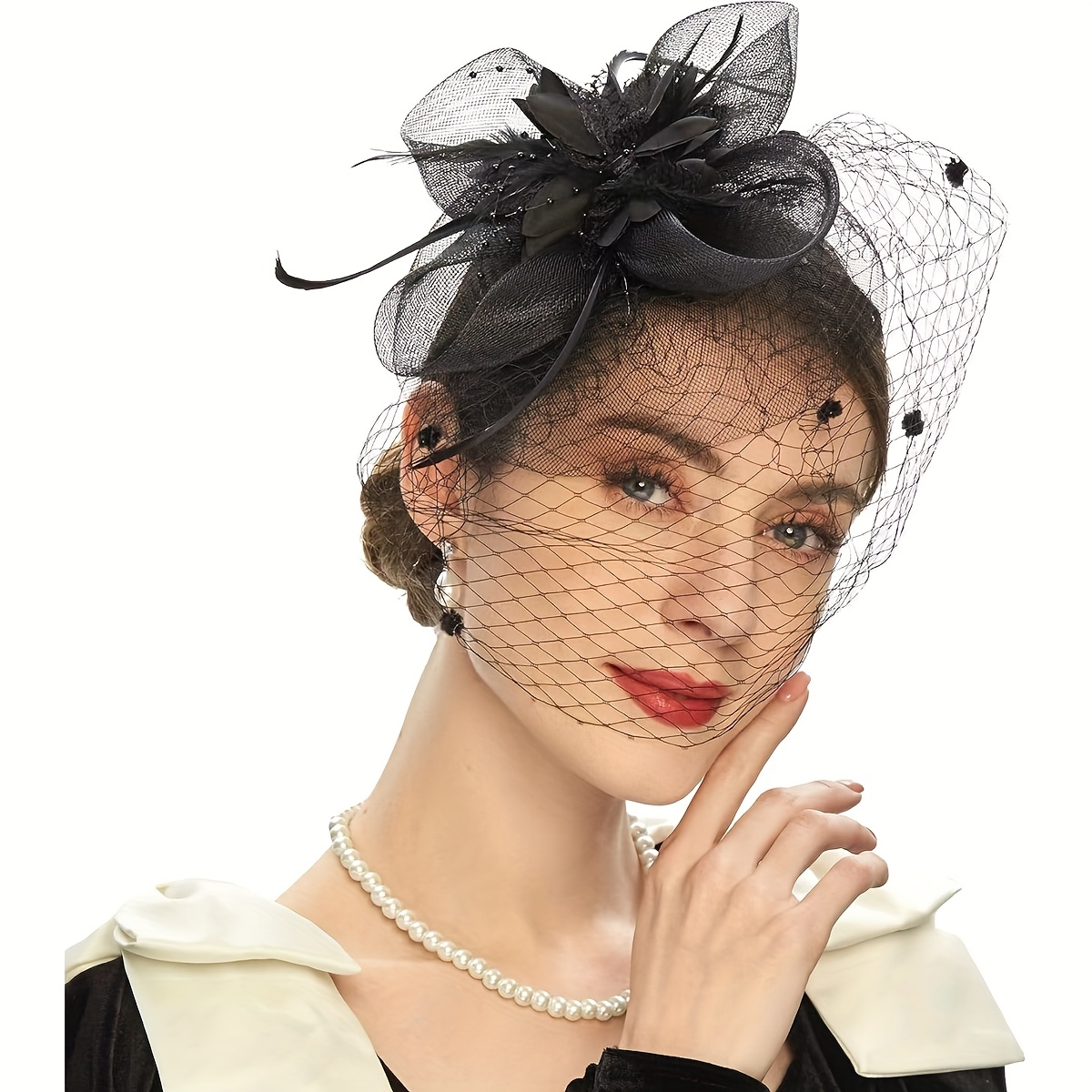 حفلة شاي من القبعات النسائية ذات الحجاب، القبعات، Item Picture