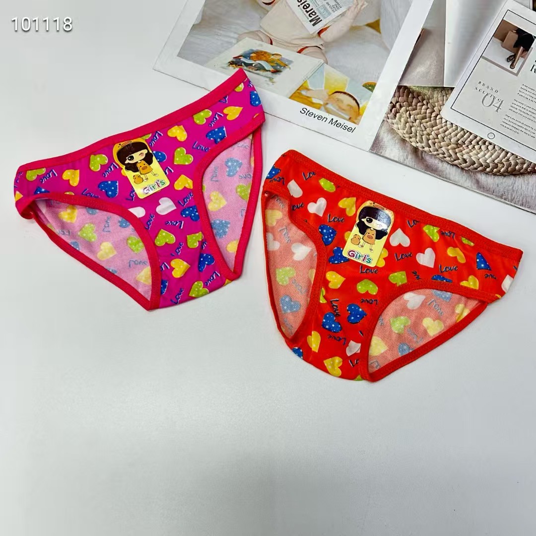 DD-8157# Foreign trade export Underwear, popular African Girls' underwear, comfortable and breathable underwear, children's wear, heart-shaped printed triangle pants, children's underwear, QNI details Picture