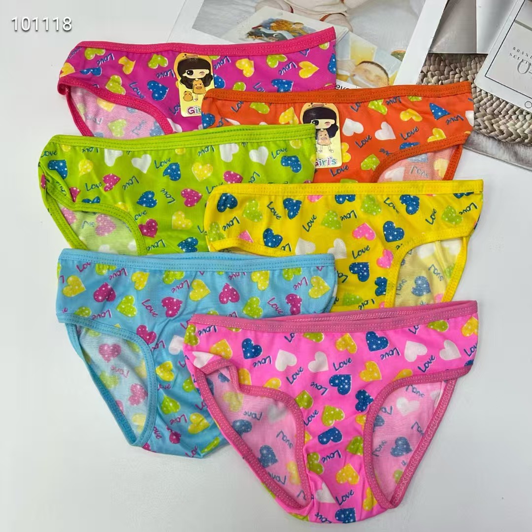DD-8157# Foreign trade export Underwear, popular African Girls' underwear, comfortable and breathable underwear, children's wear, heart-shaped printed triangle pants, children's underwear, QNI Item Picture