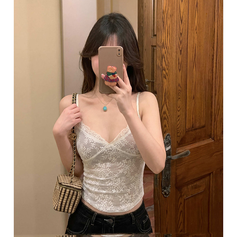 Pure and sweet, spicy lace short-sleeved T-shirt for women 2026 new style, slimming and form-fitting, paired with a sexy base layer top pic 7