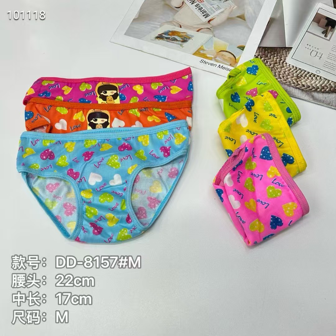 DD-8157# Foreign trade export Underwear, popular African Girls' underwear, comfortable and breathable underwear, children's wear, heart-shaped printed triangle pants, children's underwear, QNI full figure