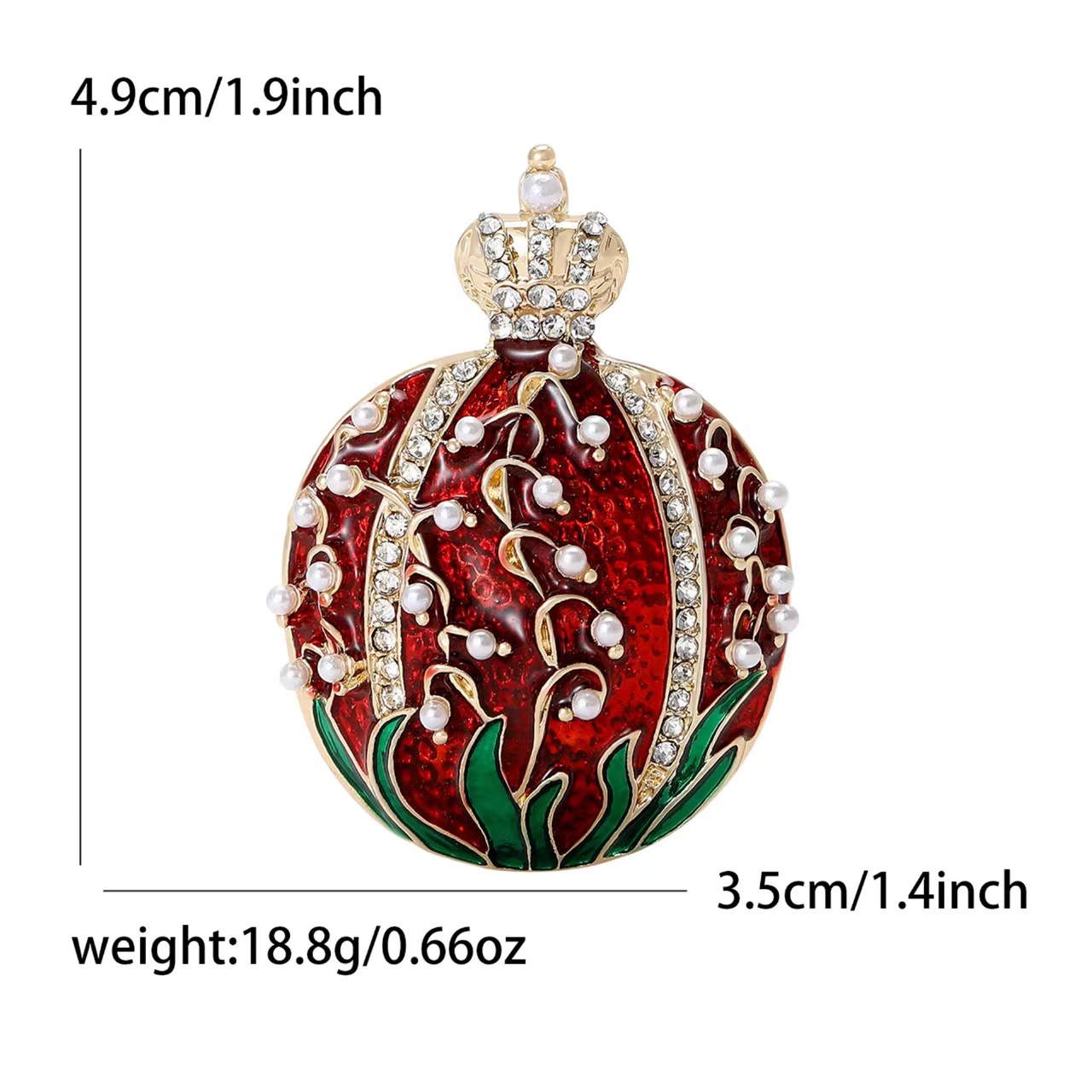 European and American fashion, individual design sense, diamond-encrusted pearl crown, pomegranate brooch, versatile clothing, factory direct sales details Picture