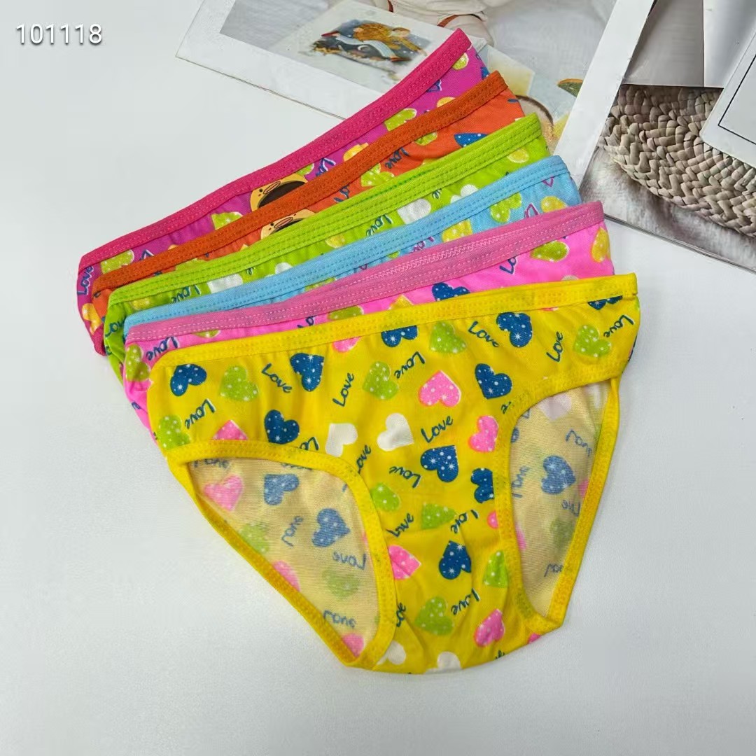 DD-8157# Foreign trade export Underwear, popular African Girls' underwear, comfortable and breathable underwear, children's wear, heart-shaped printed triangle pants, children's underwear, QNI Specification drawing
