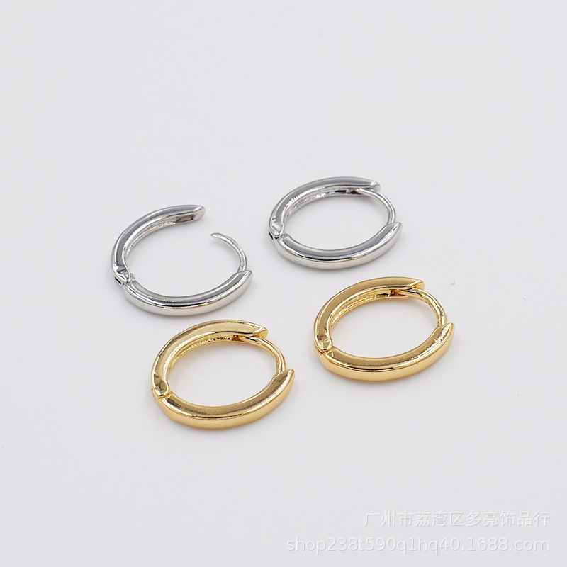 铜金属耳扣热销款电商批发电镀18K金色耳圈女士耳环圣诞耳钉配饰时尚无圈成品环保耳饰批发