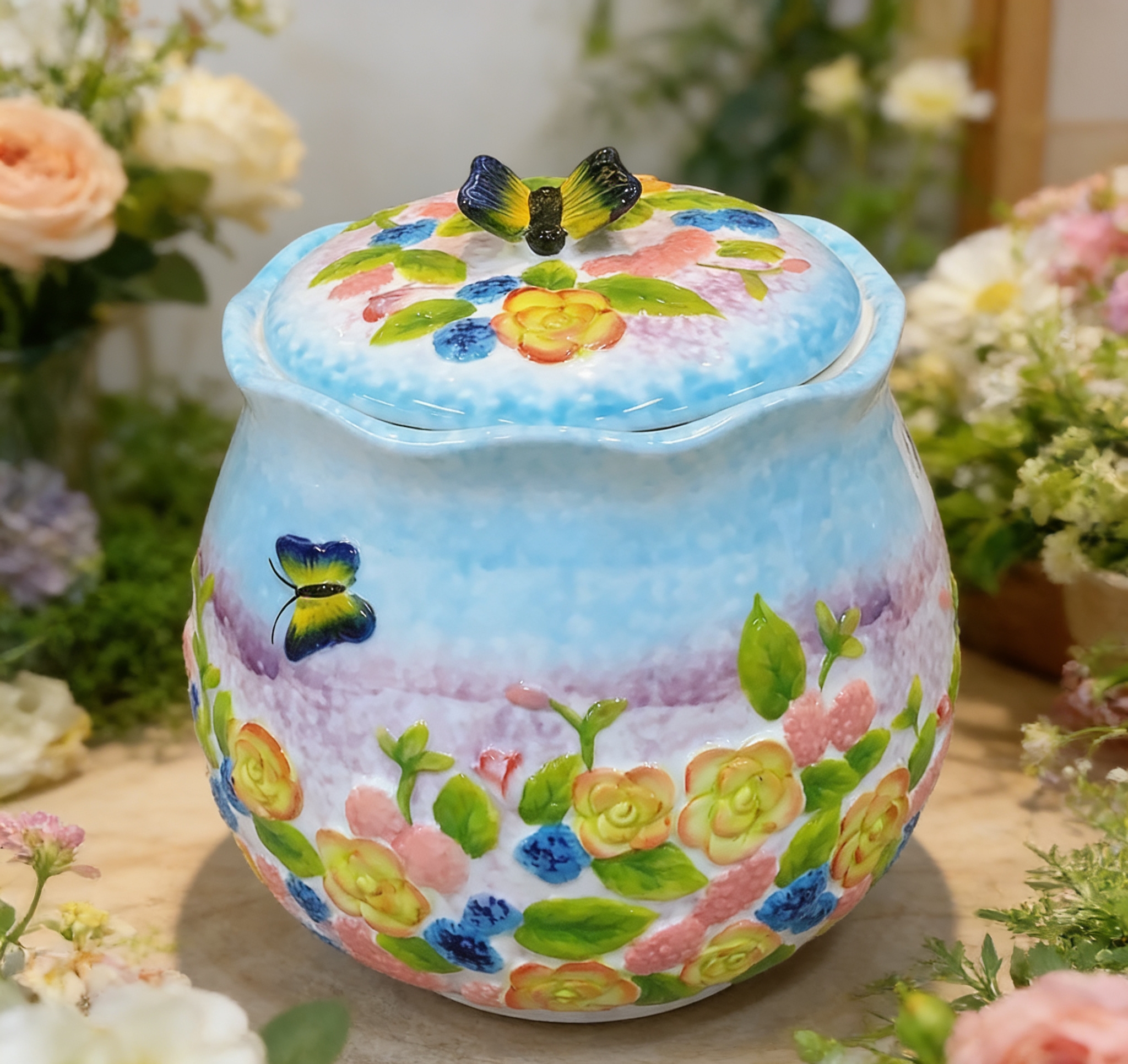 大容量陶瓷储物罐 带盖防潮杂粮罐厨房调料干货密封陶瓷收纳罐