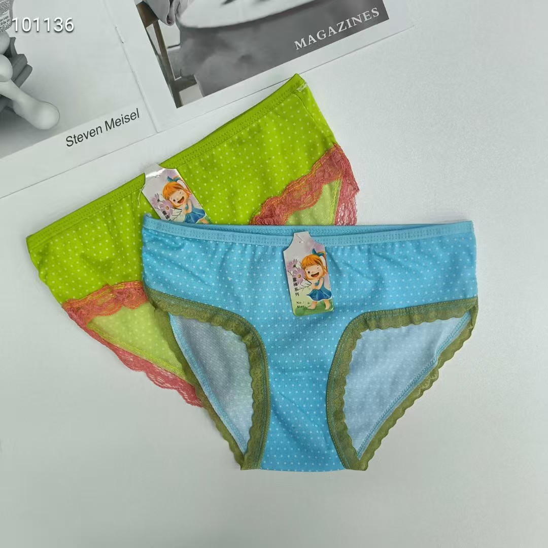 DD-189-24 Foreign trade export underwear, popular African girls' underwear, comfortable and breathable underwear, children's clothing, small polyester-printed lace triangle pants, children's underwear QNI Specification drawing