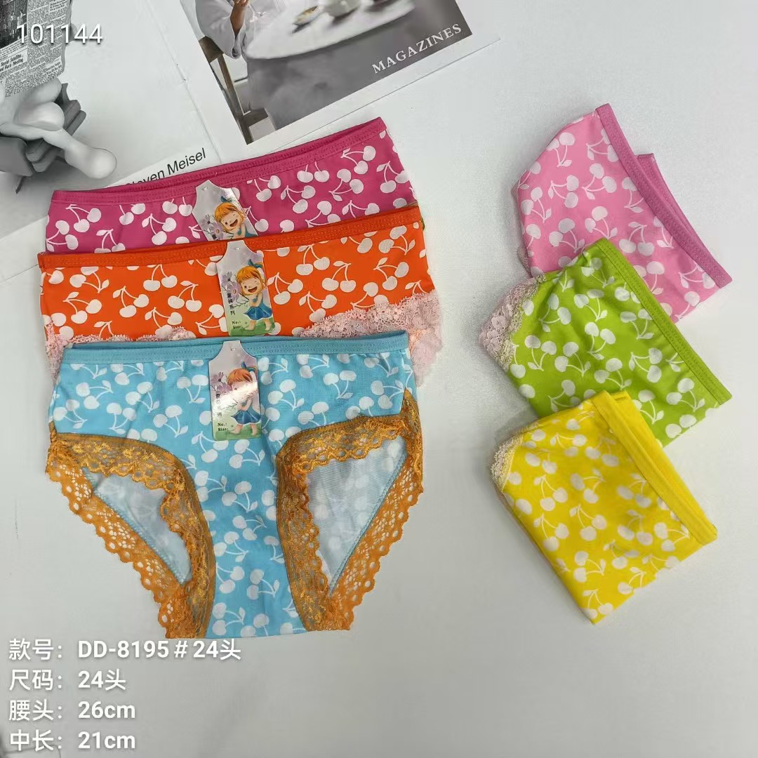 DD-8195# Export Underwear for foreign trade, popular African girls' underwear, comfortable and breathable underwear, children's clothing, cherry print lace triangle pants, children's underwear QNI full figure