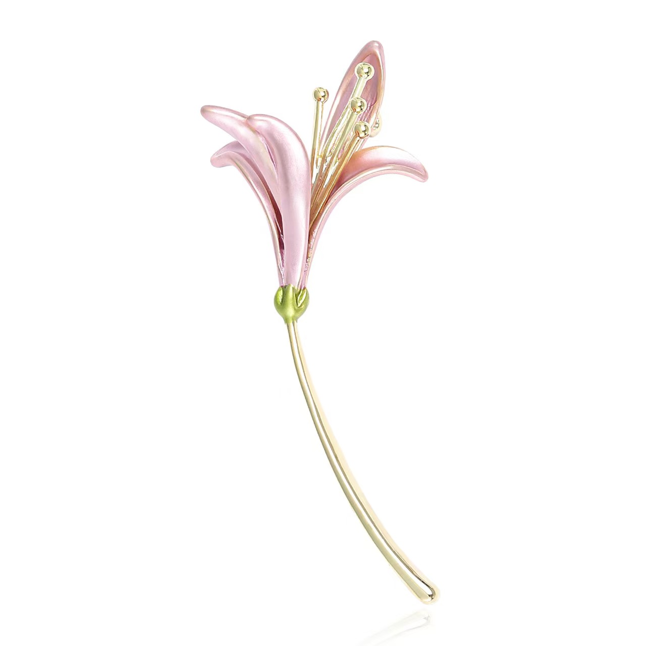 High-end and exquisite Korean-style copper lily brooch, fashionable and elegant, simple lady's suit dress brooch accessory pin pic 3