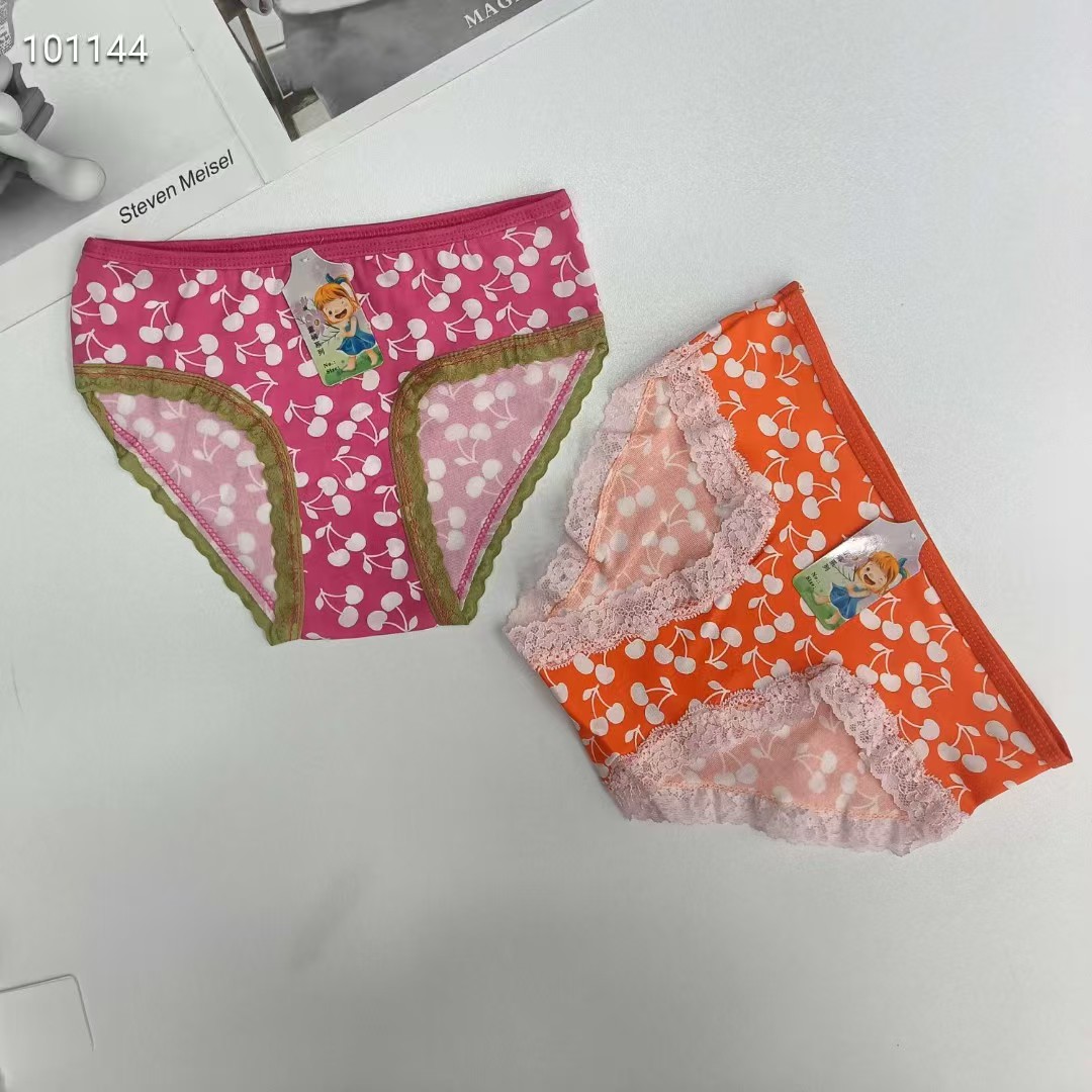 DD-8195# Export Underwear for foreign trade, popular African girls' underwear, comfortable and breathable underwear, children's clothing, cherry print lace triangle pants, children's underwear QNI details Picture