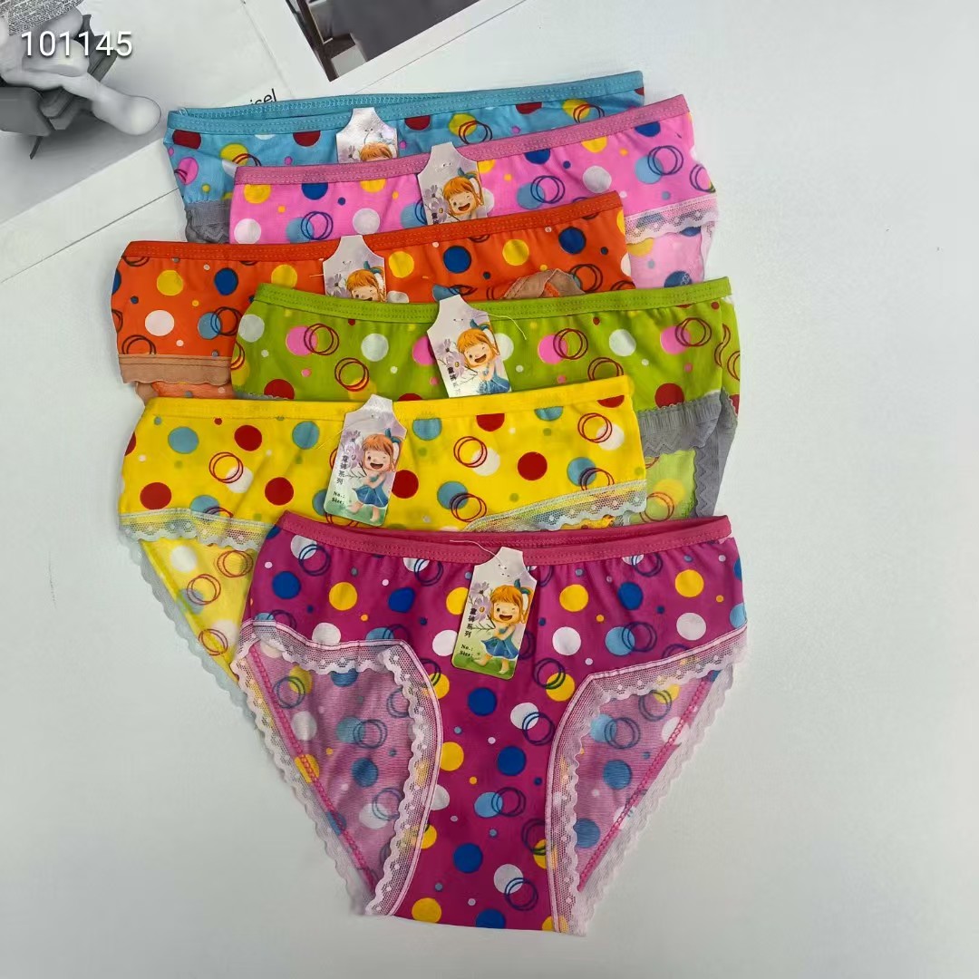 DD-8572# Export underwear for foreign trade, popular African girls' underwear, comfortable and breathable underwear, children's wear, polt-printed lace triangle pants, children's underwear, QNI Item Picture