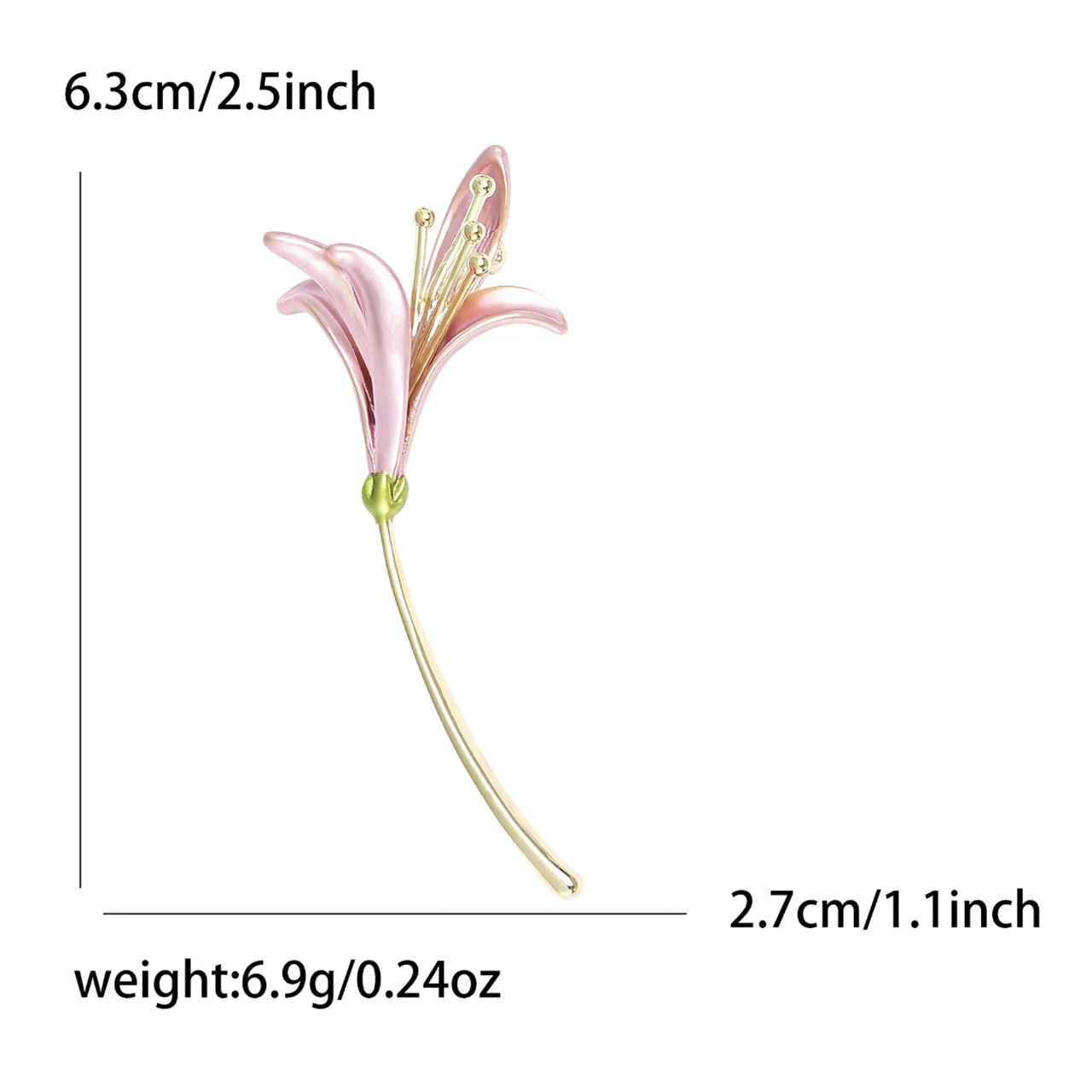 High-end and exquisite Korean-style copper lily brooch, fashionable and elegant, simple lady's suit dress brooch accessory pin Application Scenario