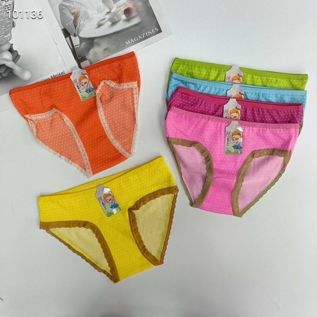 DD-189-24 Foreign trade export underwear, popular African girls' underwear, comfortable and breathable underwear, children's clothing, small polyester-printed lace triangle pants, children's underwear QNI Item Picture