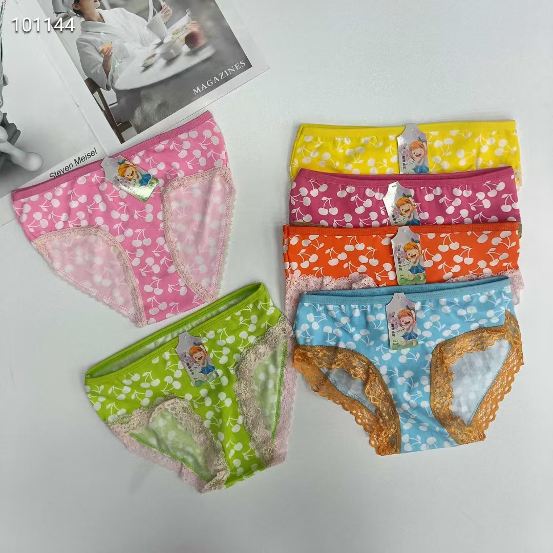 DD-8195# Export Underwear for foreign trade, popular African girls' underwear, comfortable and breathable underwear, children's clothing, cherry print lace triangle pants, children's underwear QNI Item Picture