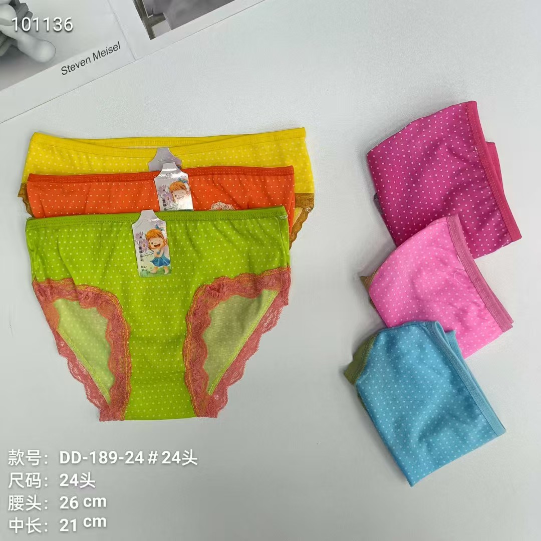 DD-189-24 Foreign trade export underwear, popular African girls' underwear, comfortable and breathable underwear, children's clothing, small polyester-printed lace triangle pants, children's underwear QNI full figure